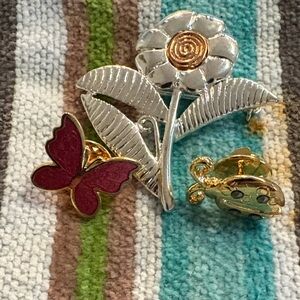 Floral and Butterfly Brooch Set
